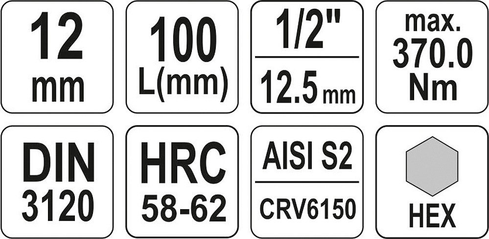 Nadstavec predĺžený 1/2" bit Imbus H12 – Obrázok 3