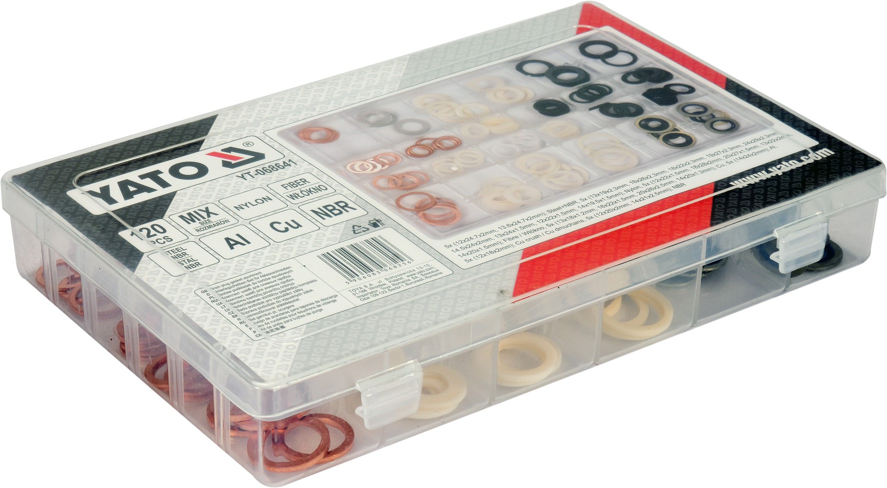 Podložky (Alu, Cu, Nylon, NBR, FIBER) súprava 120ks – Obrázok 3